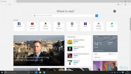 Windows 10 EdgeNew Tabҳ